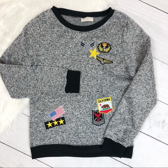 Bobbie Brooks Sweaters - Bobbie Brooks Military Patches Army Sweater Navy
